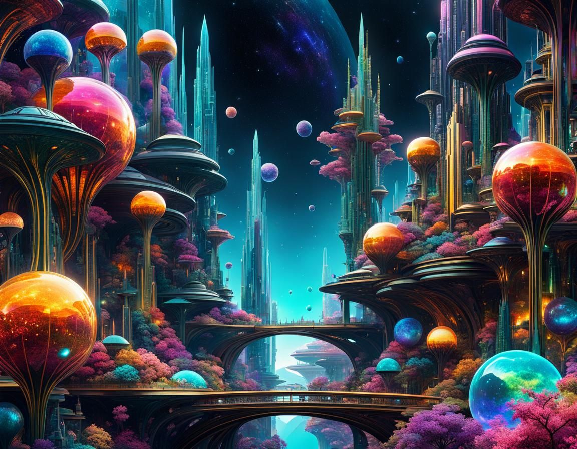 Ethereal Gemcore Arcology in Deep Space