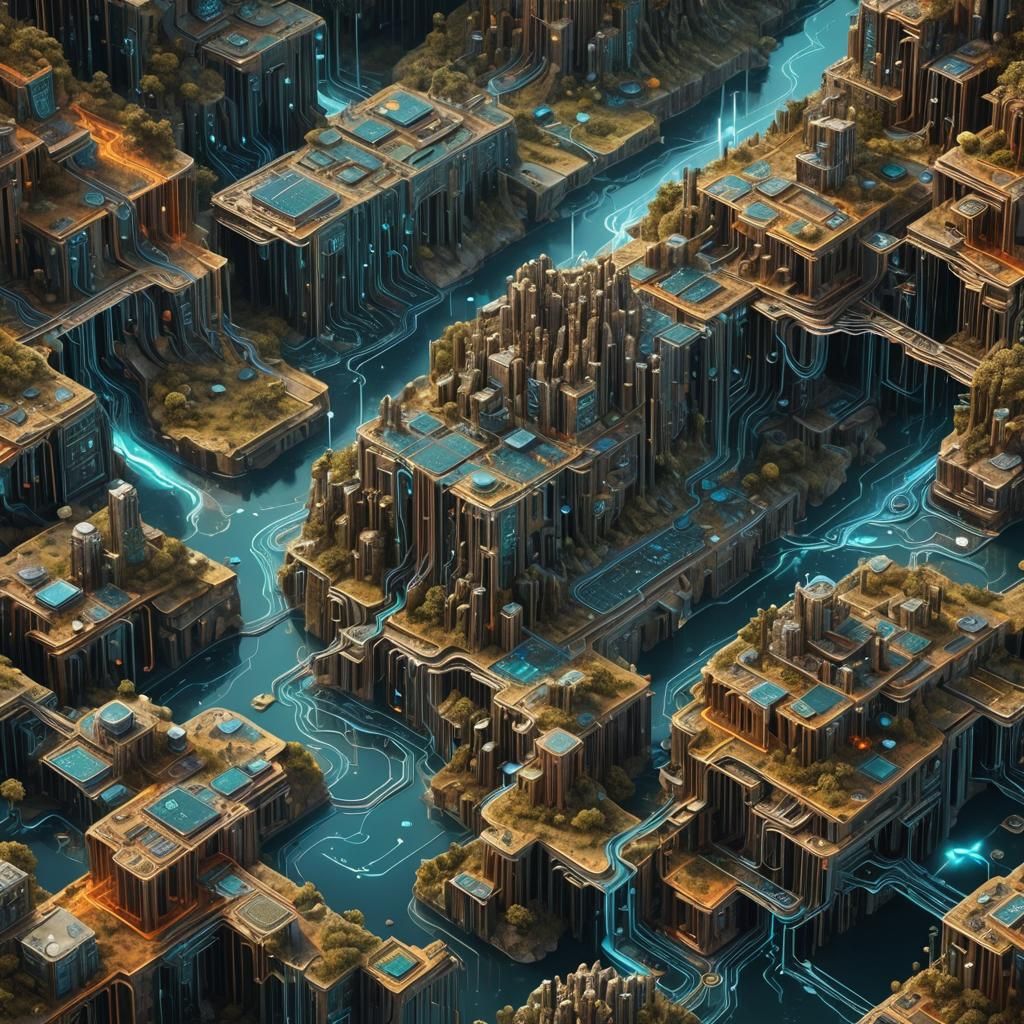 Surreal Data Landscape in Detailed Matte Painting Style