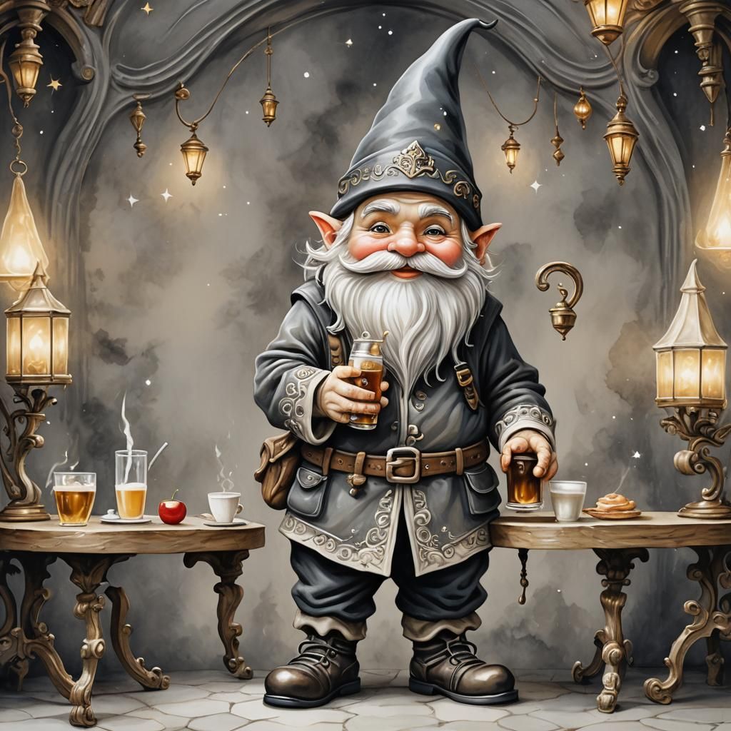 Baroque Gnome in Oil Paint Airbrush Style