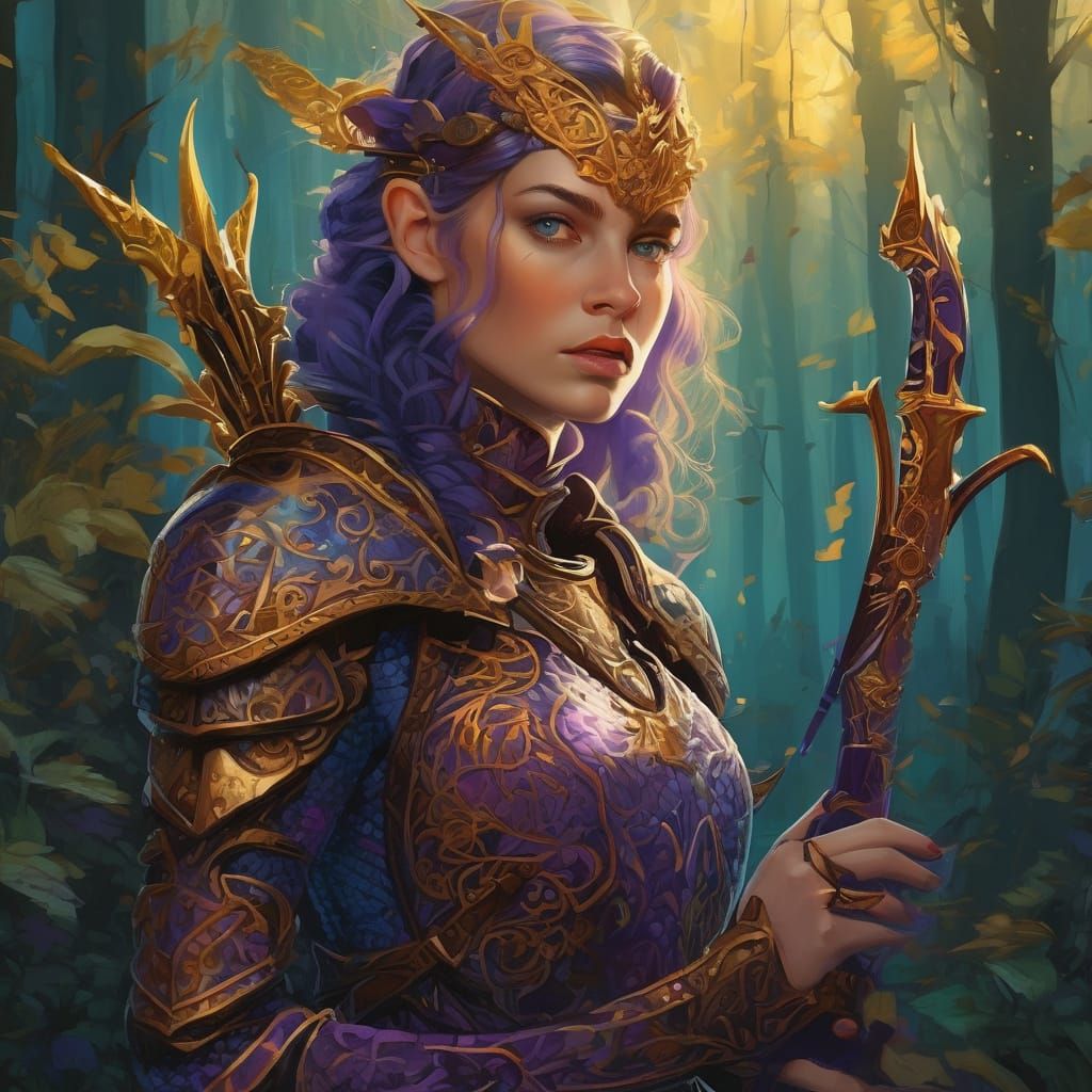 Ethereal Elf Maiden in Golden Woodland