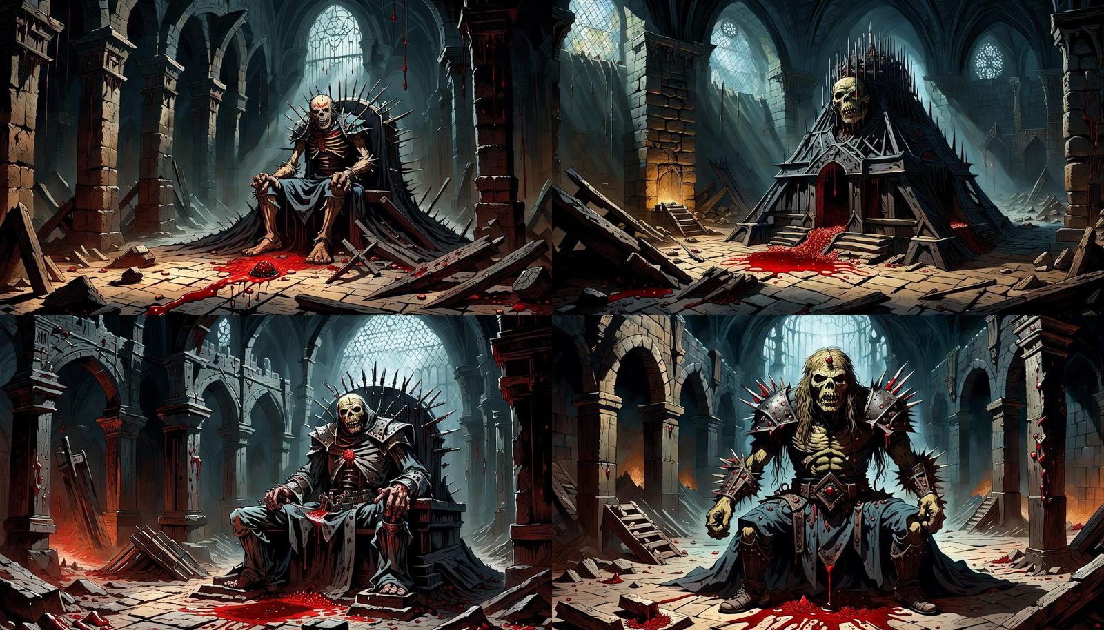 The torture device known as the Iron Maiden shown in the middle of an ancient dungeon