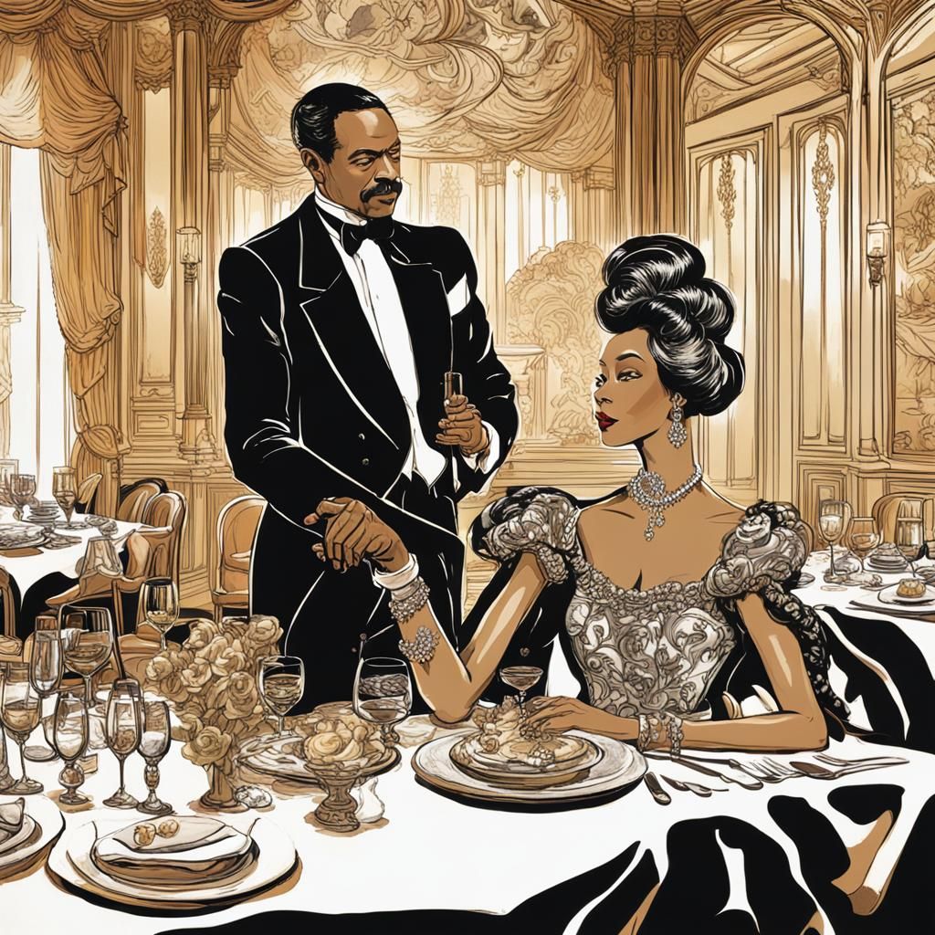 Opulent Dining Scene with Sir Author and Omma Zel