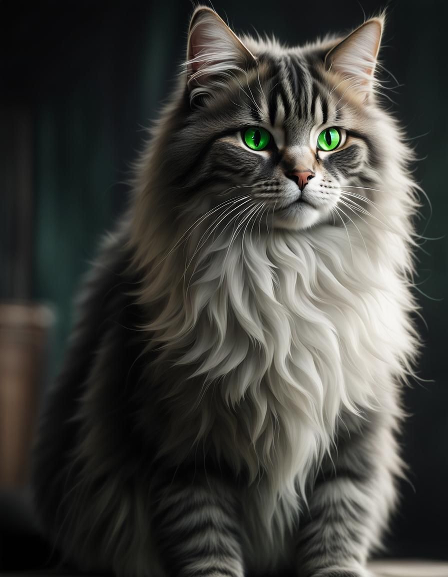 Hyperrealistic Green-Eyed Cat in Unreal Engine 5