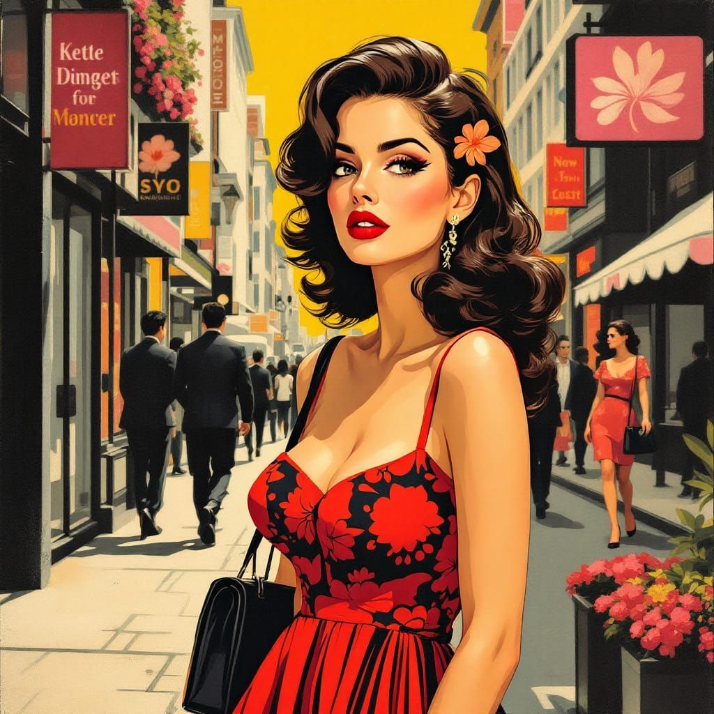 Art Nouveau Pin-Up with Fauvist Color Blocking