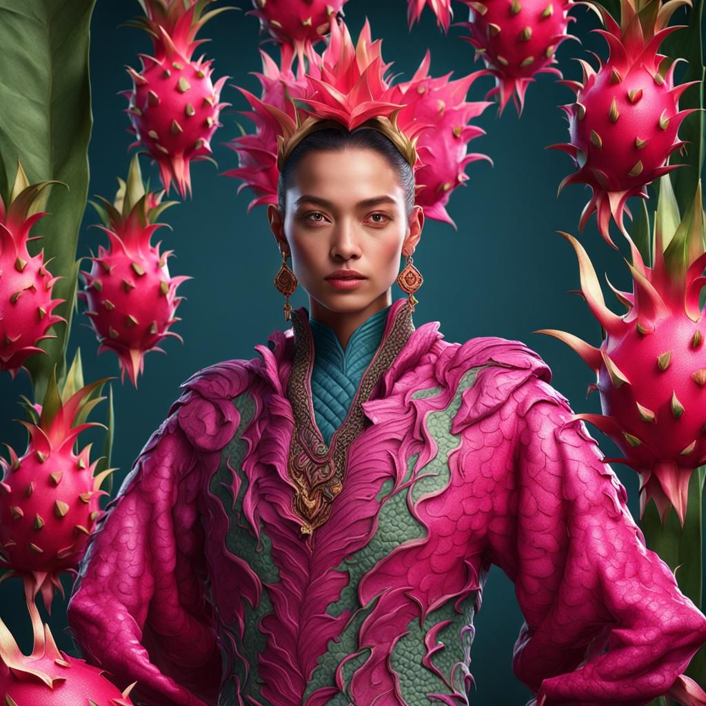 Dragon Fruit Fashion: Detailed Fantasy Concept Art