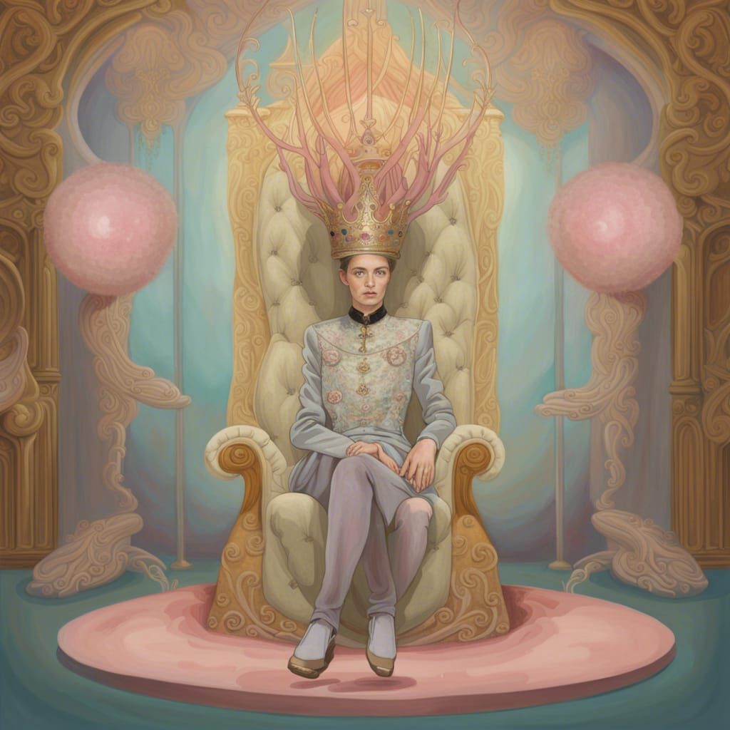 Surreal Royal Portrait in Dreamlike Throne Room