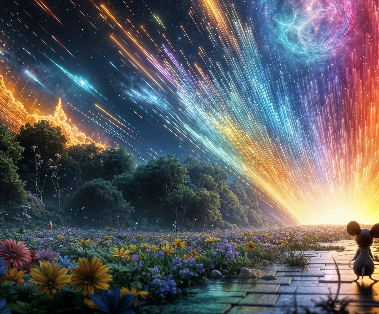 Dazzling Supernova Unfolds in the Sky with Tiny Mouse Below