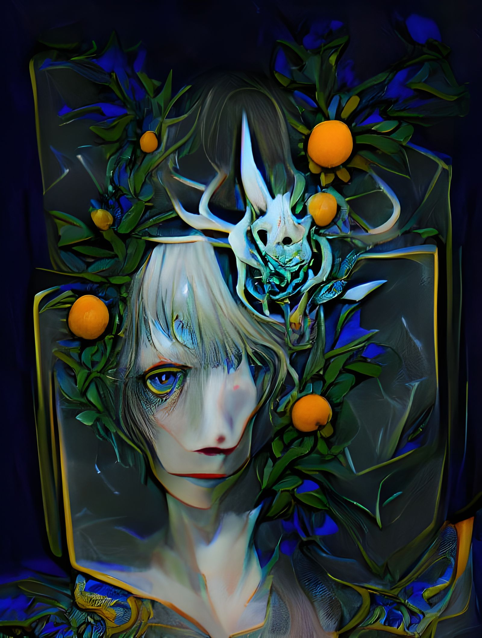 Oberon Portrait in Spooky Midnight Garden