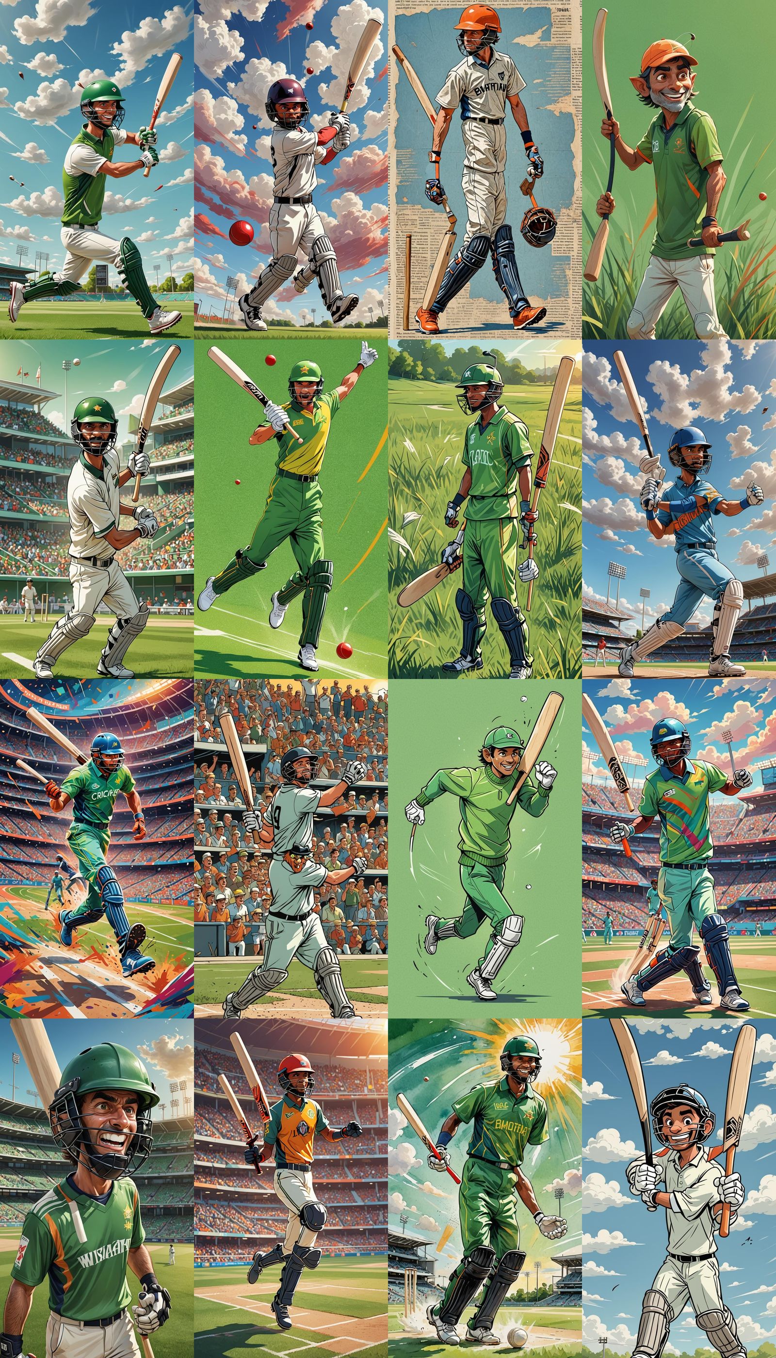 Funny Cartoon Cricket Player