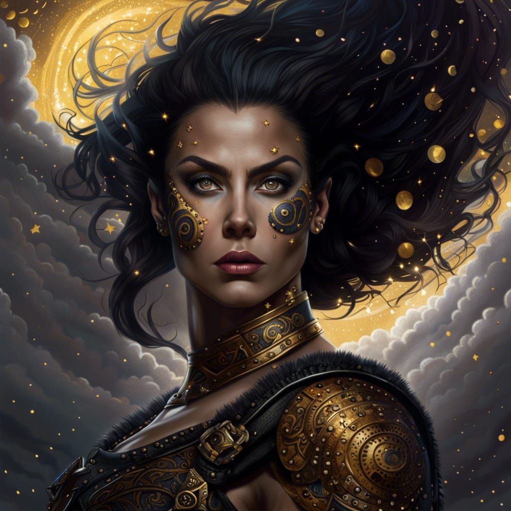 Armored Punk Rock Viking in Klimt Style