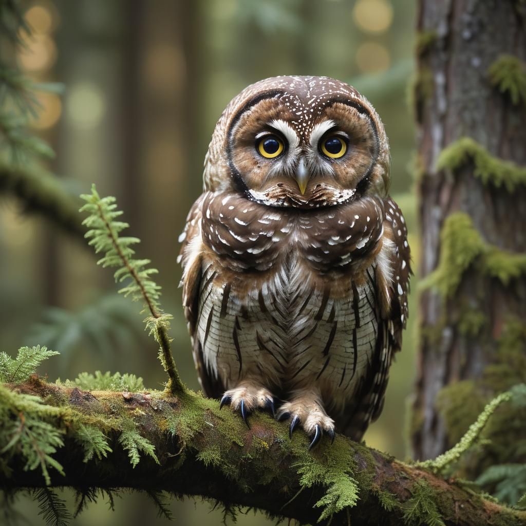Spotted Owl in Douglas Fir: Wildlife Macro Photography