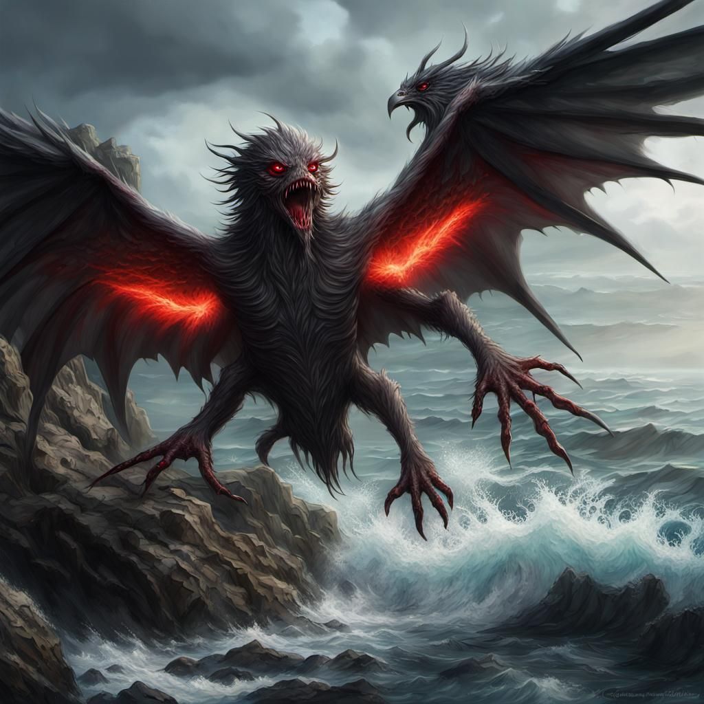 Demonic Bird of Prey Rises From the Sea