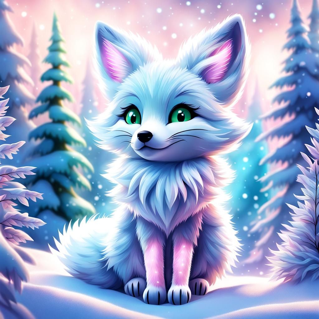 Cute White Fox in Fantasy Setting