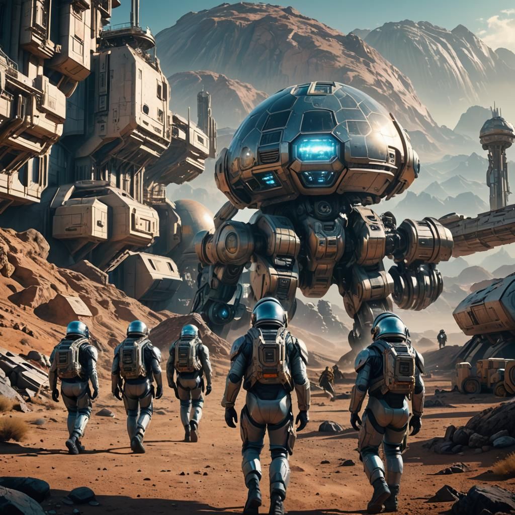 Futuristic Human Base on Alien Planet: Sci-Fi Concept Art