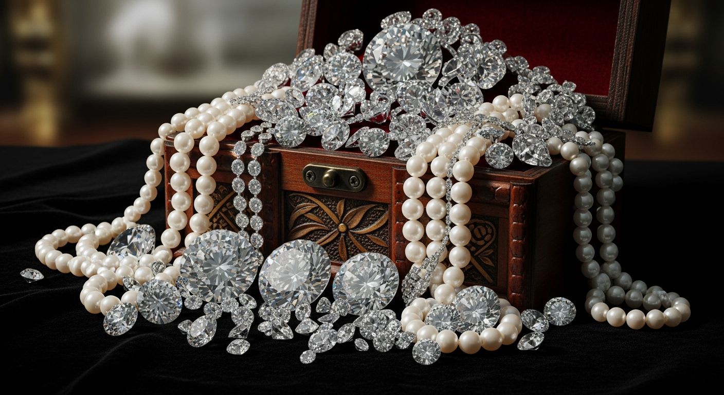 Elegant Arrangement of Diamonds and Pearls