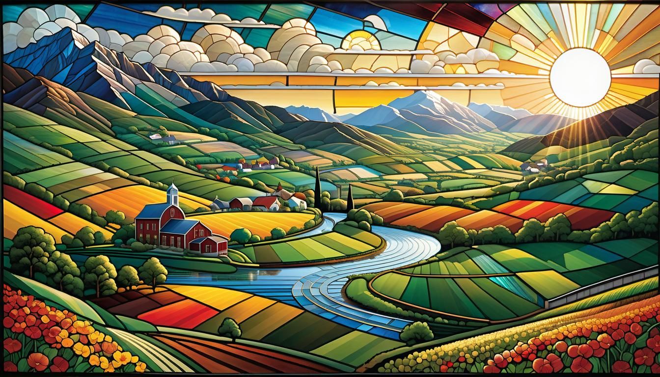 Stain Glass Foothills Through the Farmland & Mountains