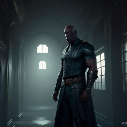 John Coffey in Prison Corridor: Detailed Matte Painting