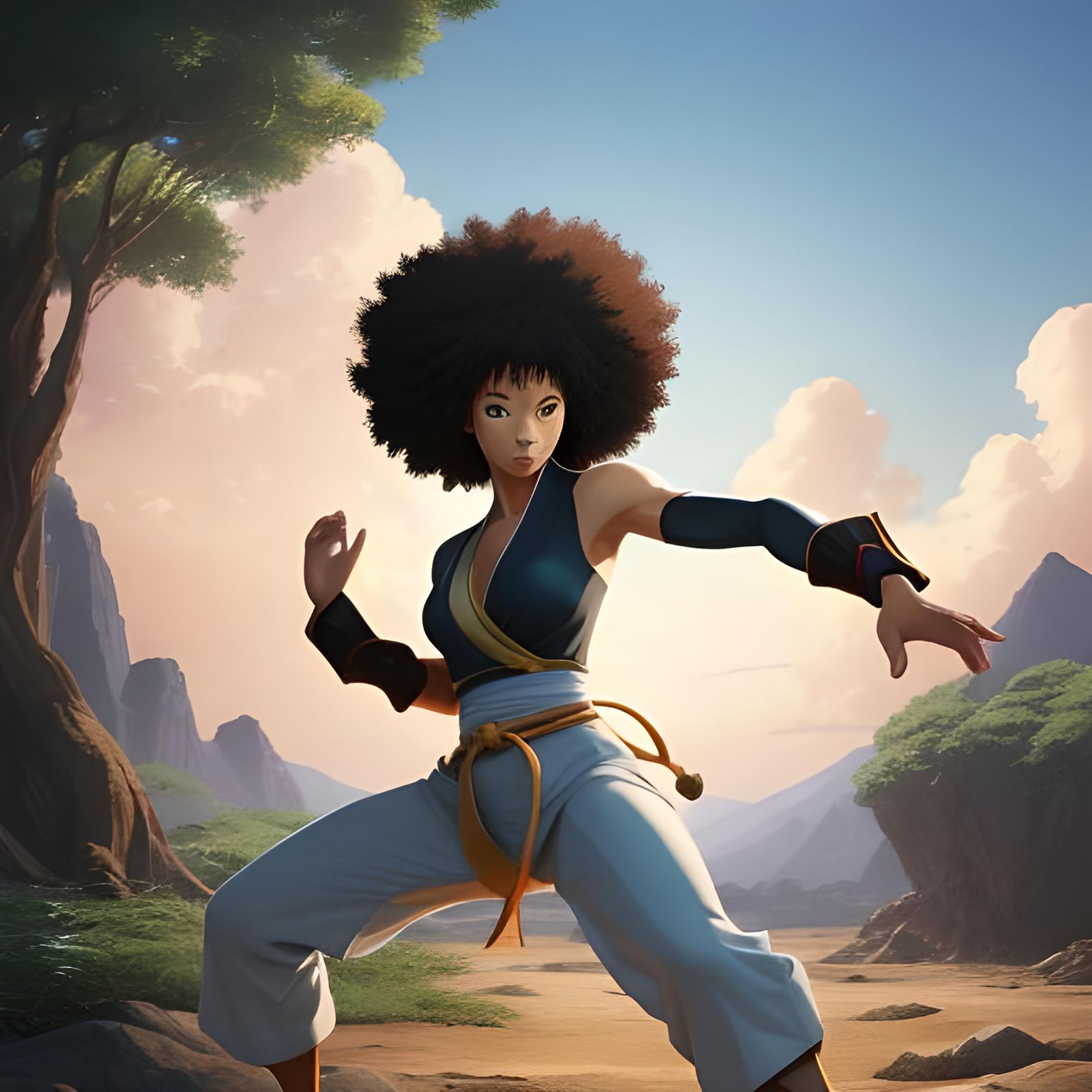 Anime-Style Martial Arts Portrait in Ghibli Style