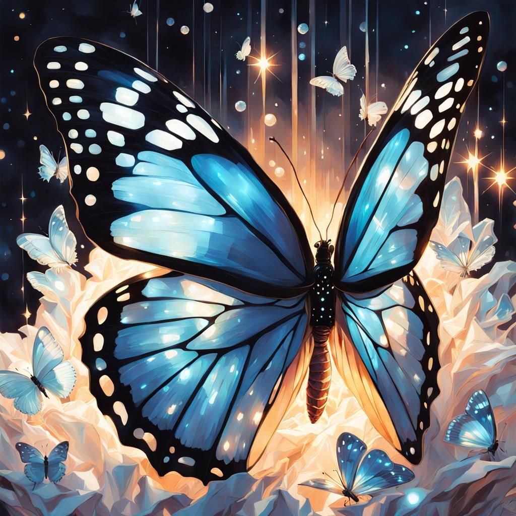 Celestial Cocoon and Butterfly in Art Nouveau Style