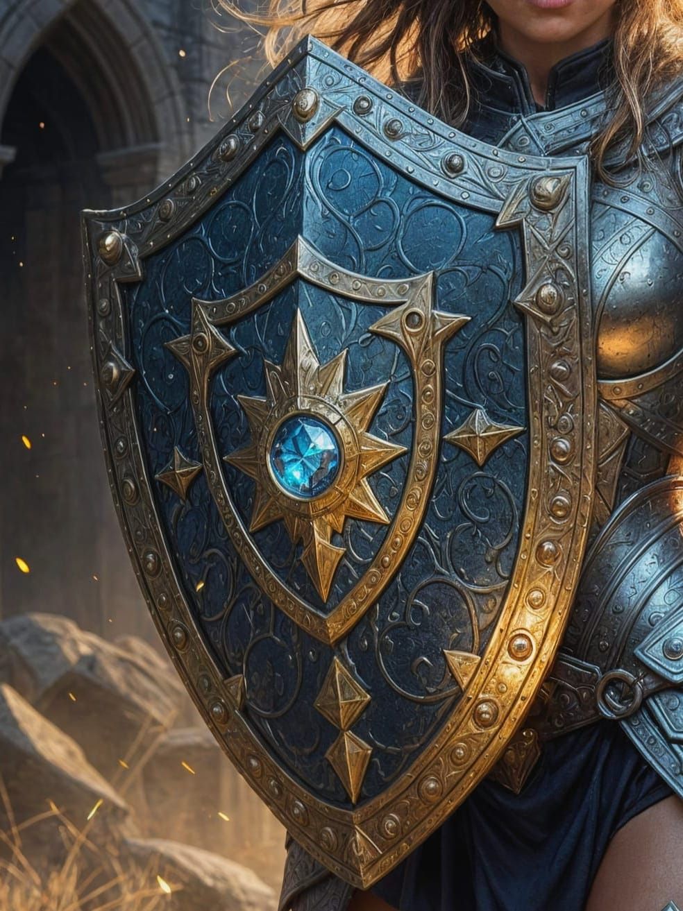 Magical Medieval Shield in Vibrant Hues