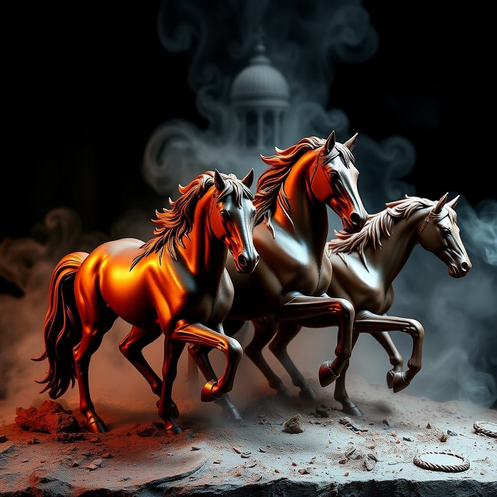 Chocolate Mustang Sculptures: Epic Digital Art