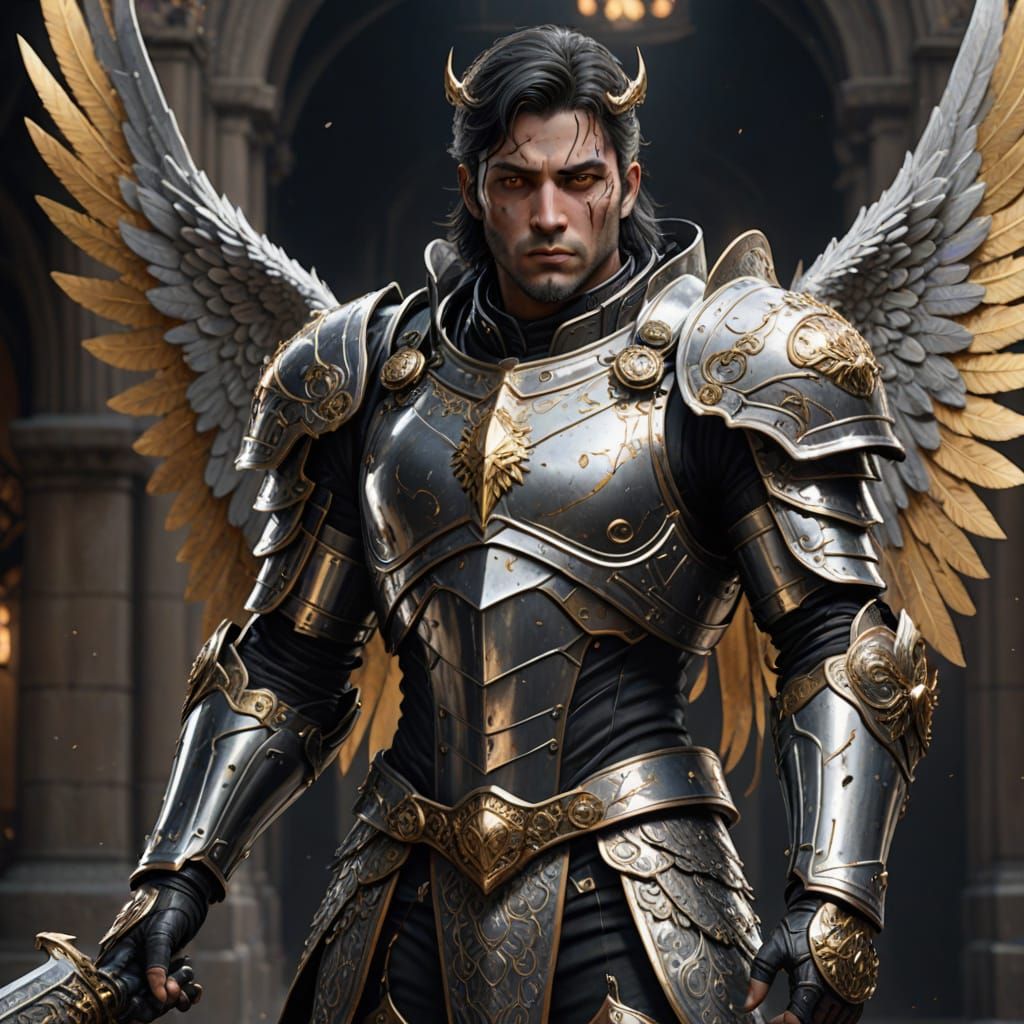 Angelic Aasimar Warrior in Celestial Armor