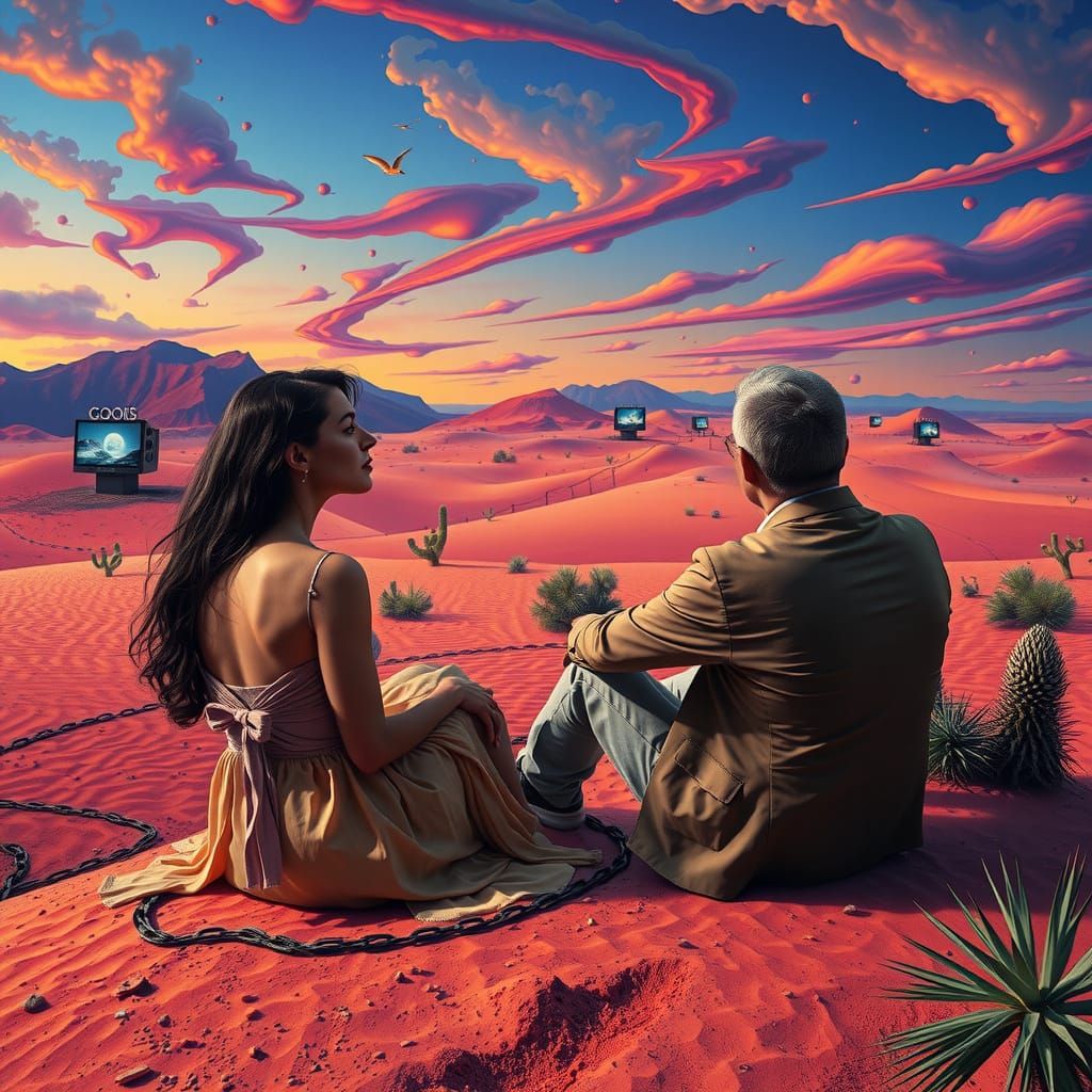 Surreal Desert Landscape in Dali Style