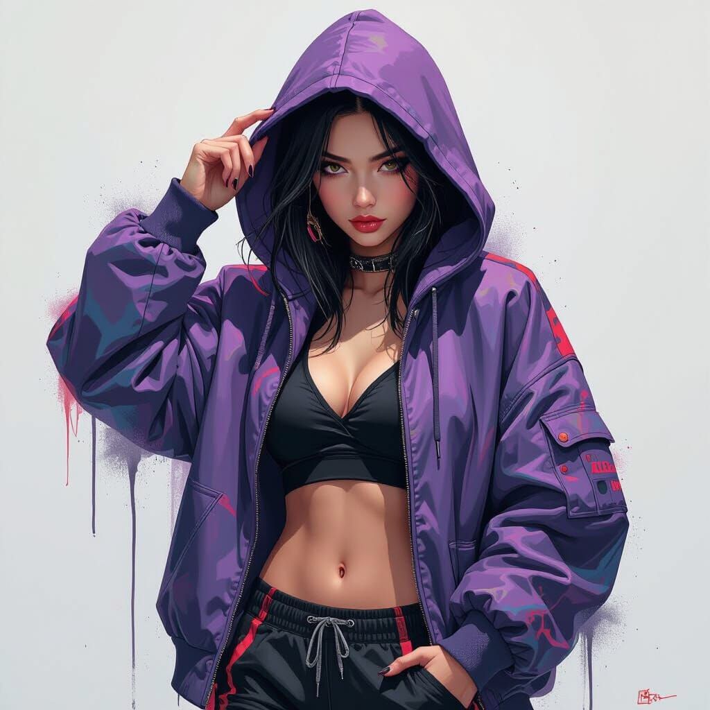 Futuristic Vogue Pose in Acrylic Manga Style