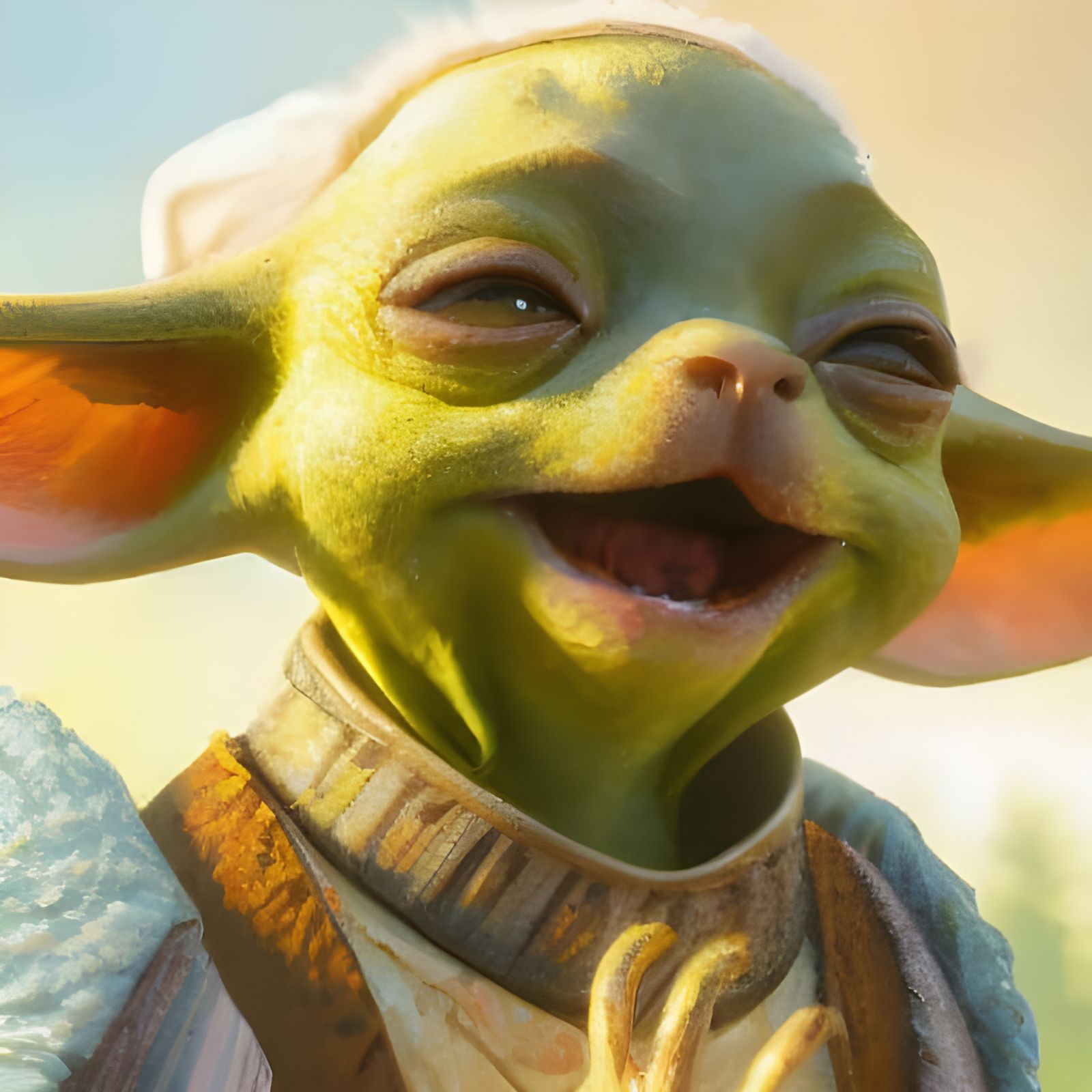 Adorable Yoda Yodeling, Detailed Matte Painting