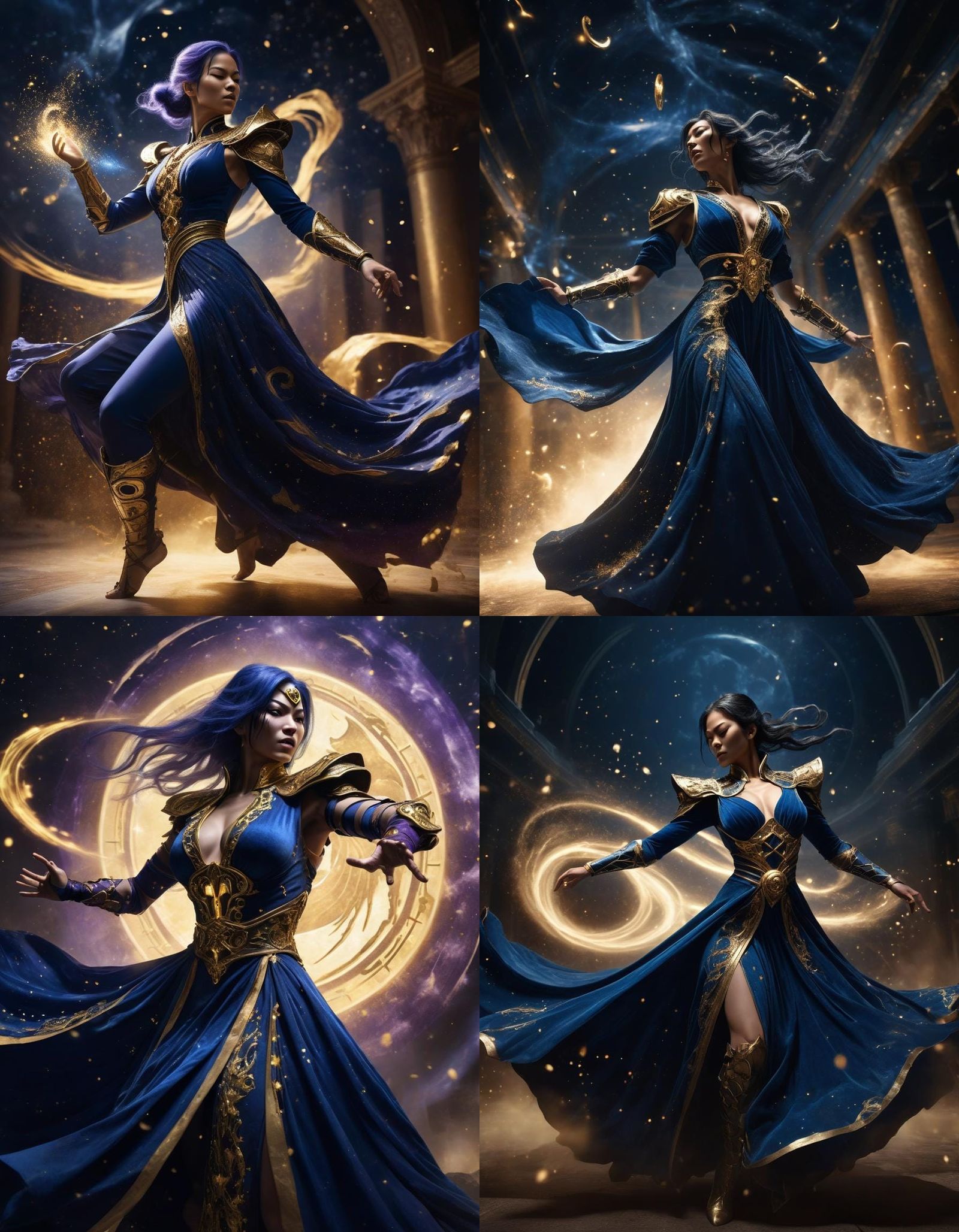 Fantasy Fighter in Baroque Style Amidst Astral Magic