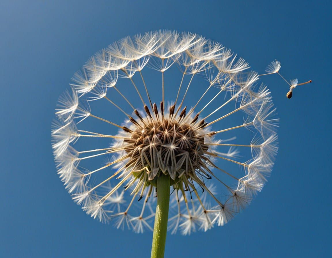 Dandelion Seed Soars in a Brilliant Blue Sky