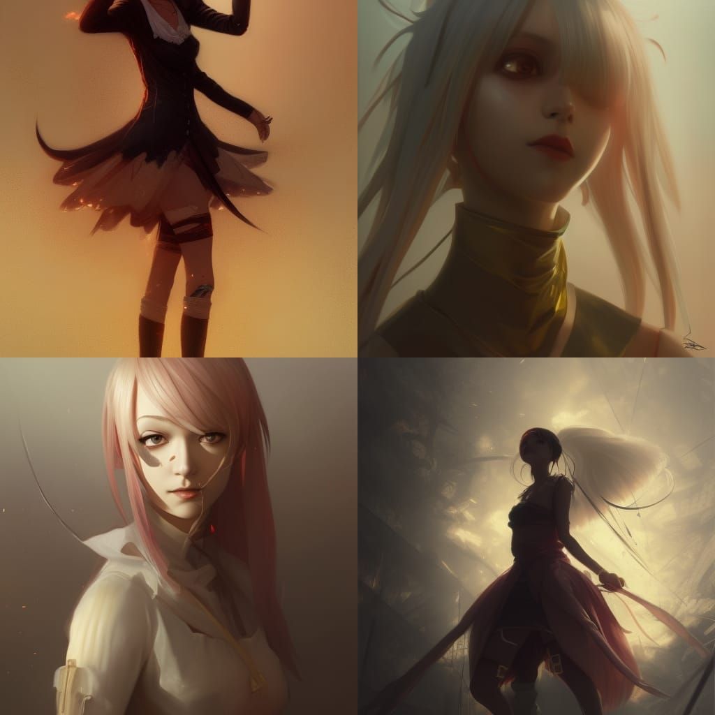 Dark Madoka Anime Portrait in Hyperdetailed Style