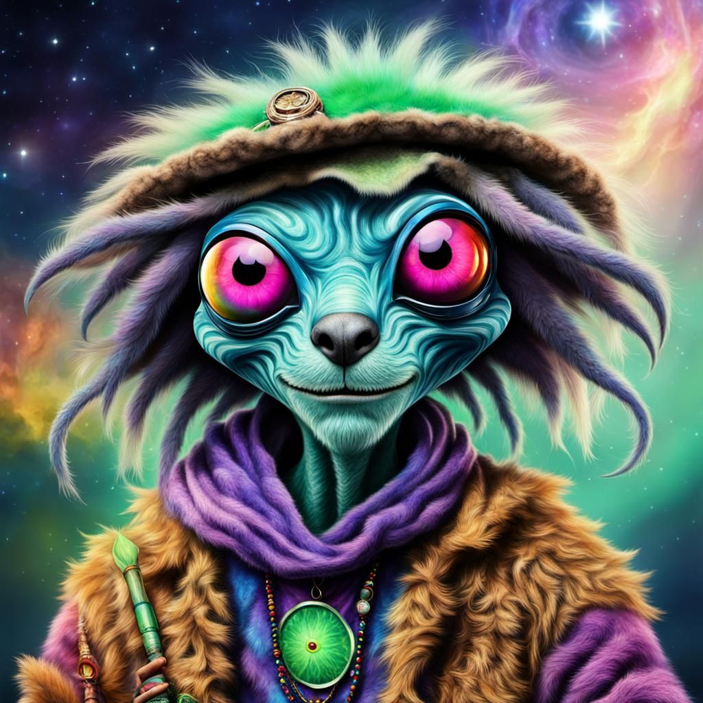 Hippie Furry Alien Cartoon Character