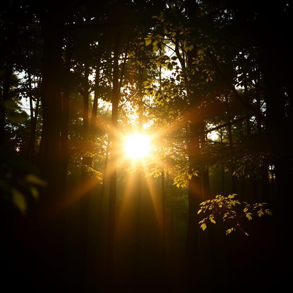 Sunlight Through Forest Leaves: Cinematic Film Aesthetic