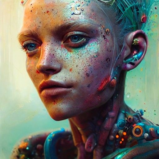 Biopunk Goddess in Post-Apocalyptic Landscape