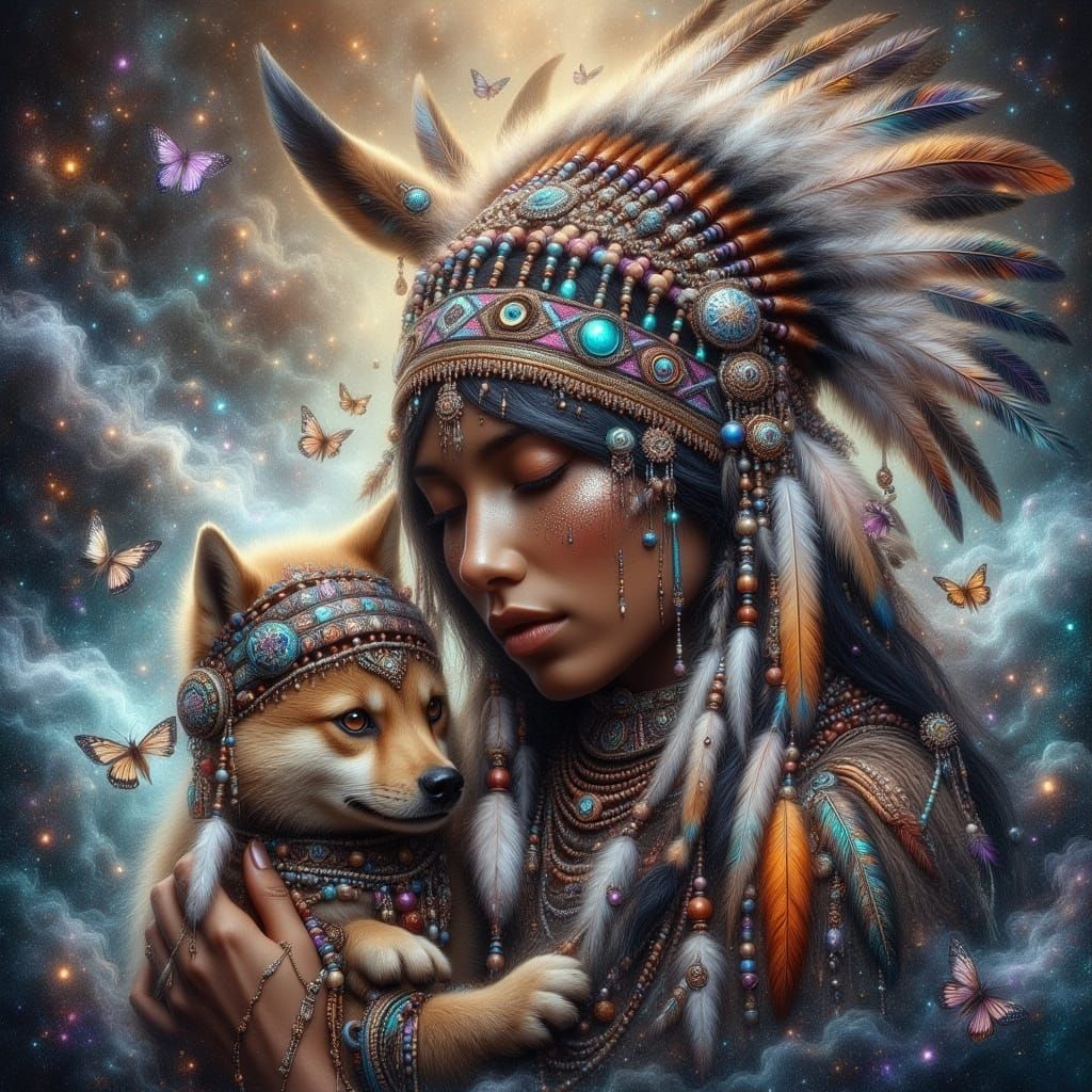 Native American Woman and Baby by Raging River, Matte Painti...
