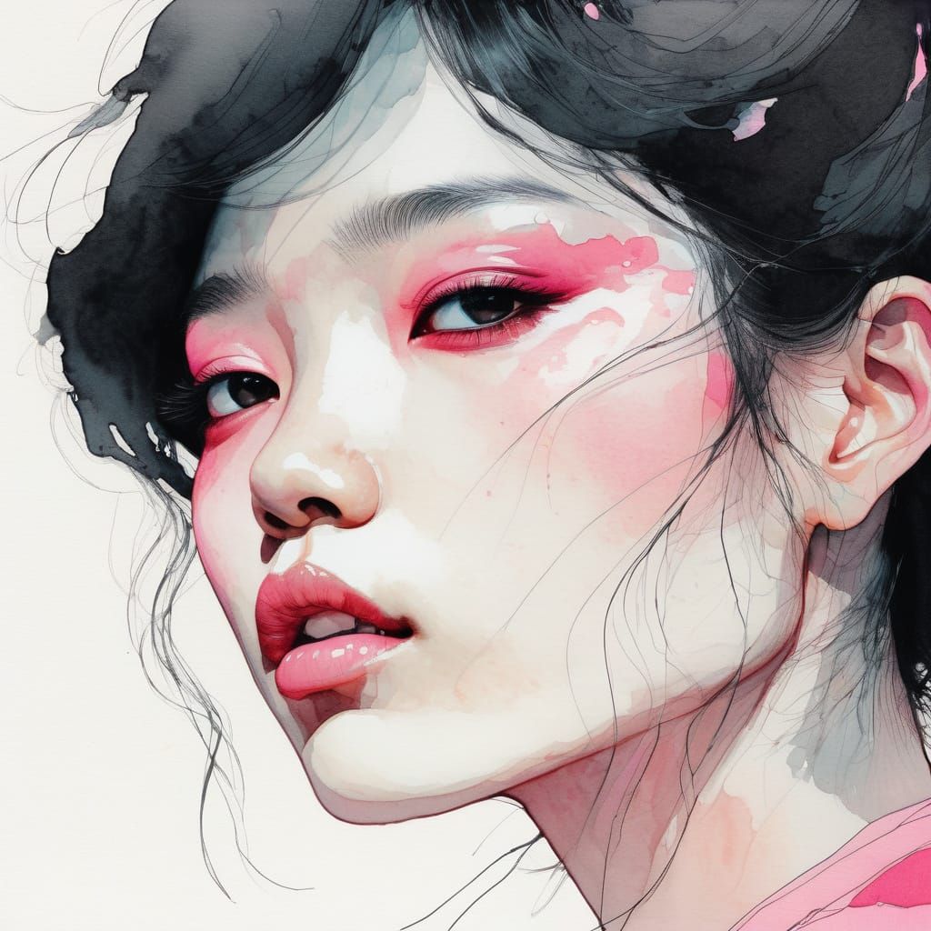 Close-Up Pink Eye Side Profile of Asian Woman