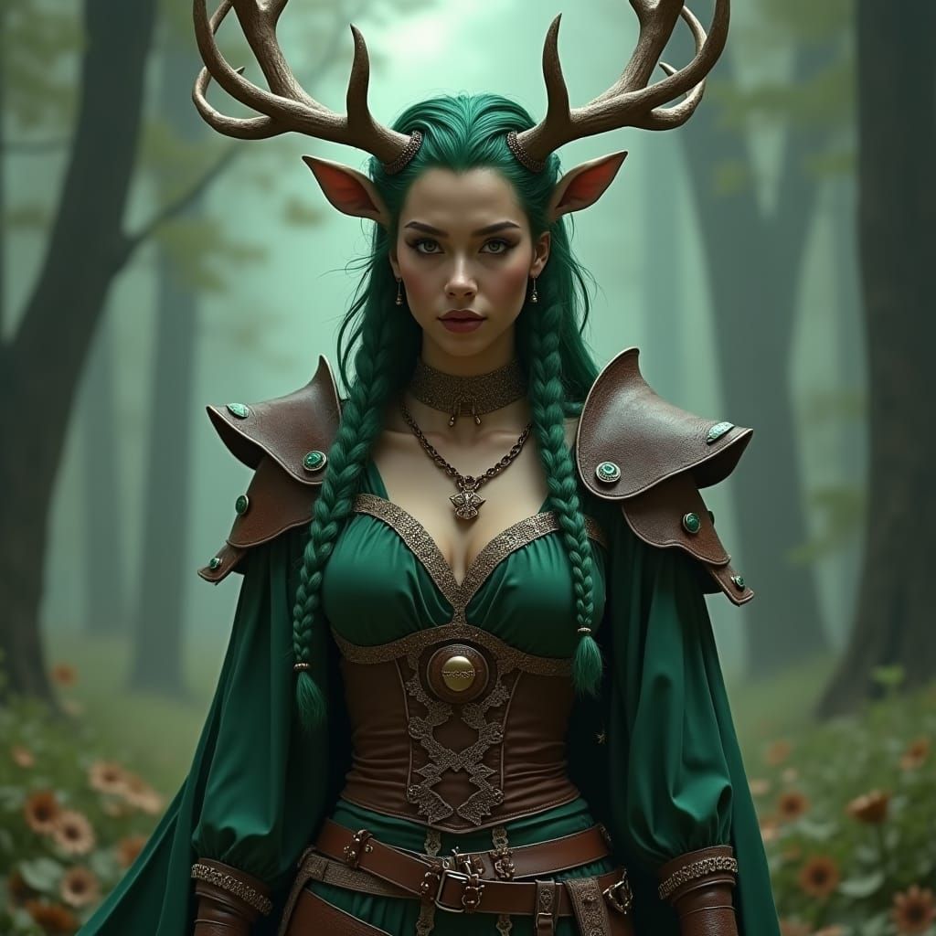 Black Mage with Deer Antlers as Comic Book Art