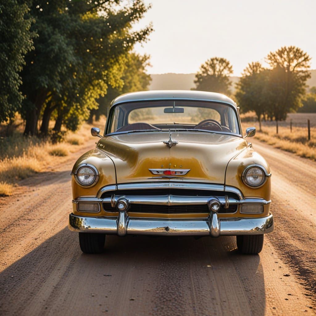 1953 Belair Road Trip in Golden Hour Light