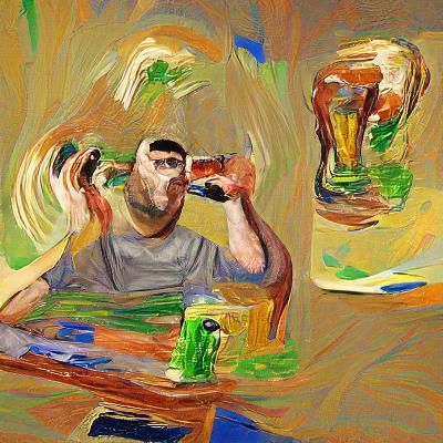 Man Drinking Two Beers at Once