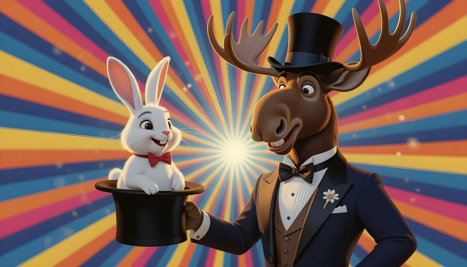 Moose Magician in 3D Animated Style