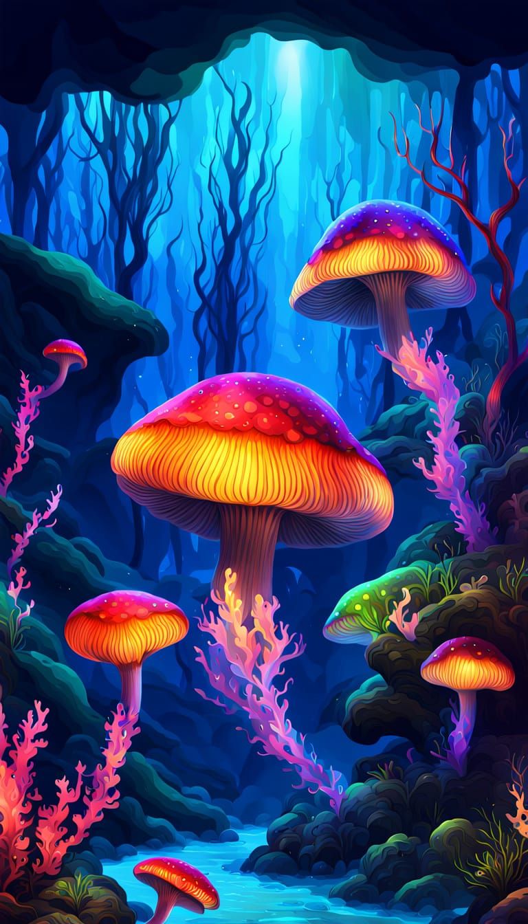 Enchanted Underwater Forest: A Digital Painting
