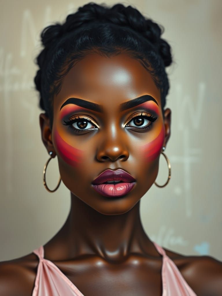 Vibrant Portrait of a Black Woman in Expressive Style