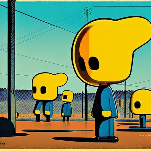 Cartoon Character Investigates Blockchain in Pop Art Style
