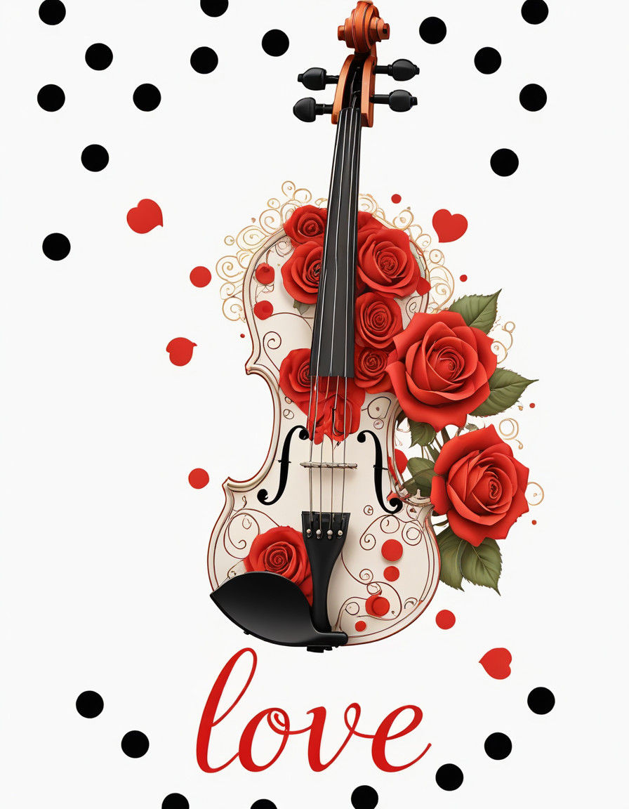 Romantic Bohemian Violin Decoration in Art Nouveau Style