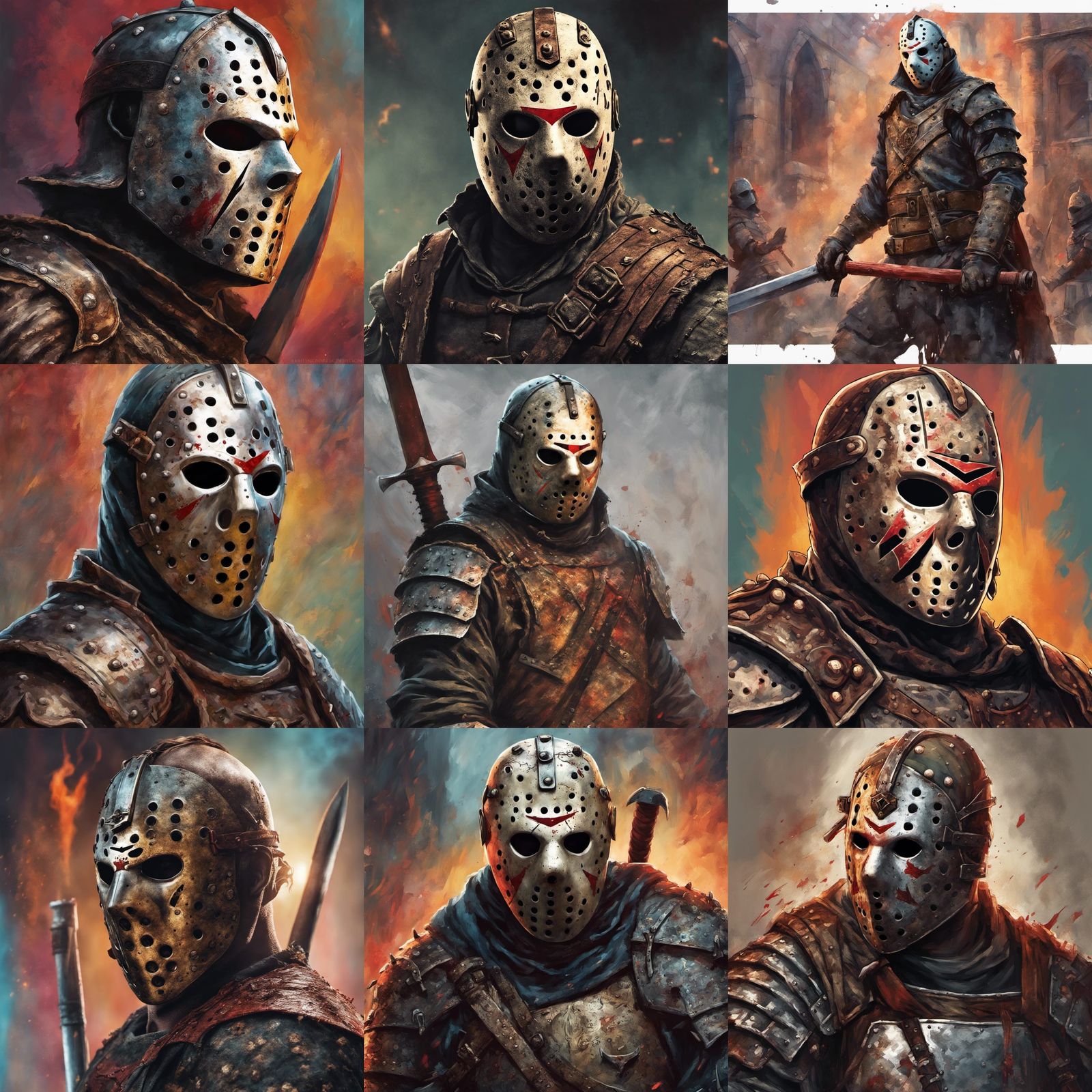 Jason Voorhees in Medieval Armor, Hyperrealistic Concept Art