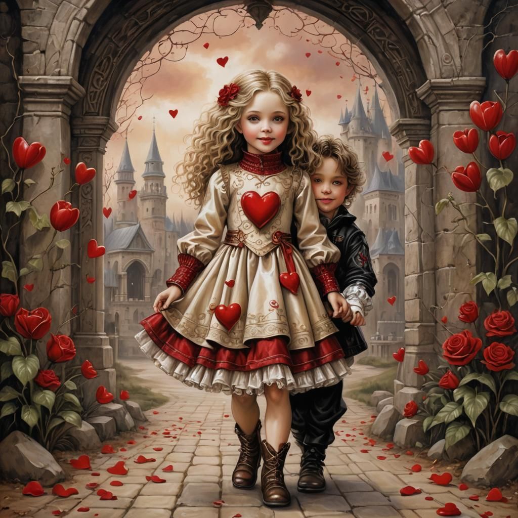 Valentine's Day: Hyperrealistic Painting of Young Love