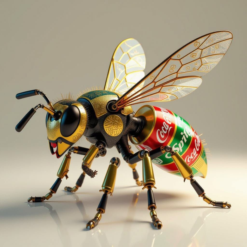 Recycled Soda Can Wasp Sculpture in 3D