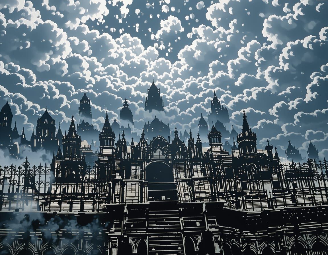 Gothic Woman with Dagger in Dark Cathedral