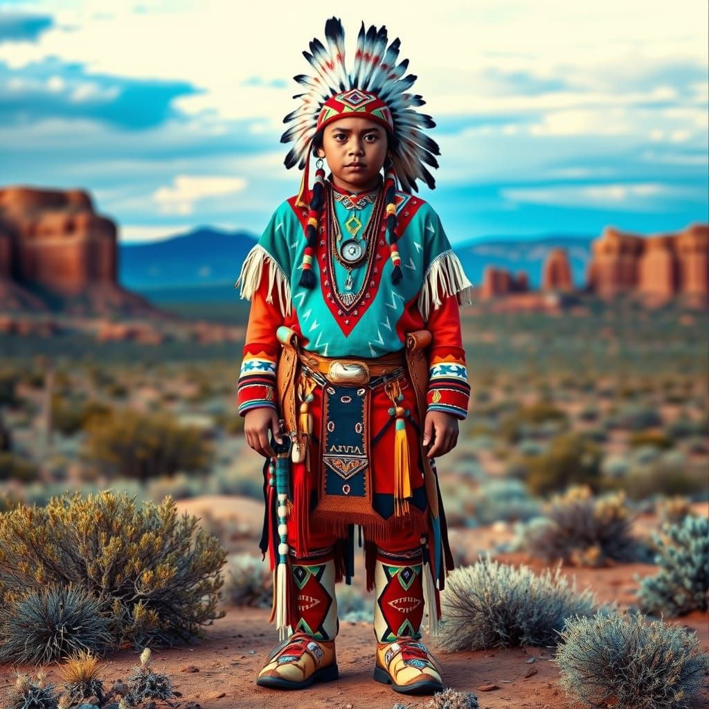 Navajo Two-Spirit Warrior in Vibrant Pop Art Style